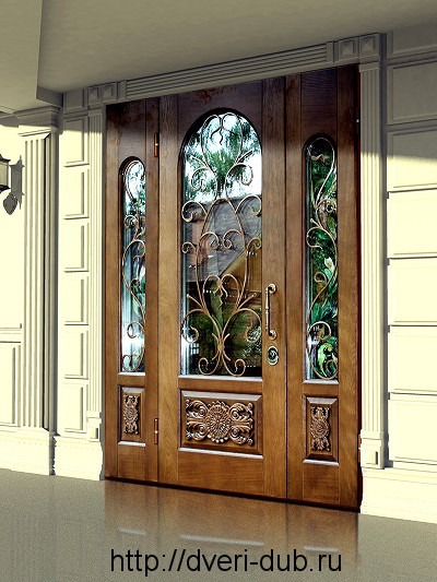 деревянные двери из дуба со стеклом